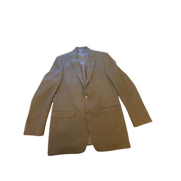 Ralph Lauren Two Button Brown Houndstooth 100% Wool Sport Coat Jacket 40L Lined - Picture 1 of 16